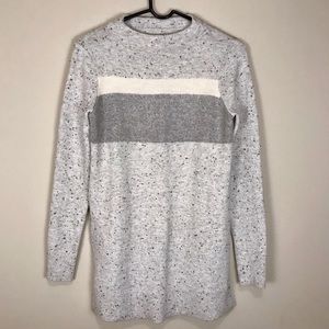 Loft | Light Grey Stripe Crew Neck Tunic Sweater